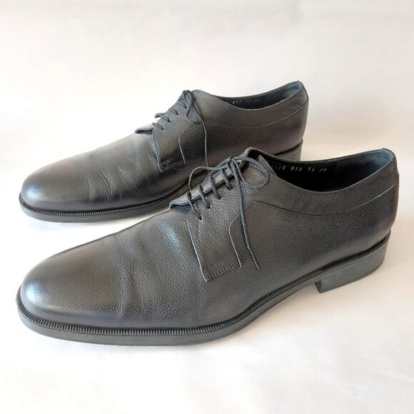 Salvatore Ferragamo Men Oxford Shoes Size 13 Black Leather Comfy Lace-up Loafers main image 13